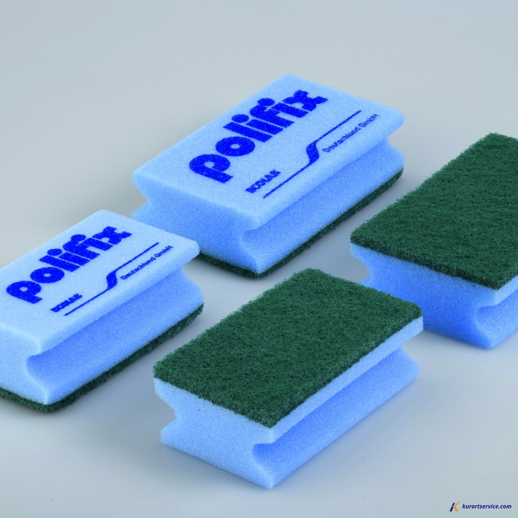 Губка с зелёным абразивом POLIFIX SCRUBBING SPONGE