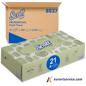 KIMBERLY CLARK Салфетки косметические для лица Scott, 2 слоя, 100 листов